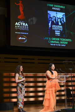 <b>Anita Nittoly</b> & <b>Ruth Chiang</b>, Winners of the Stunt Ensemble Award for <i>Law & Order Toronto: Criminal Intent</i>, "The Key to the Castle"